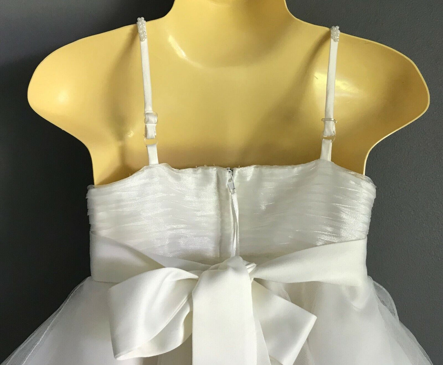 Baby Girl JUST ADORABLE Tulle Skirt TieBack Dress Baby Off White Sleeveless Sz 0