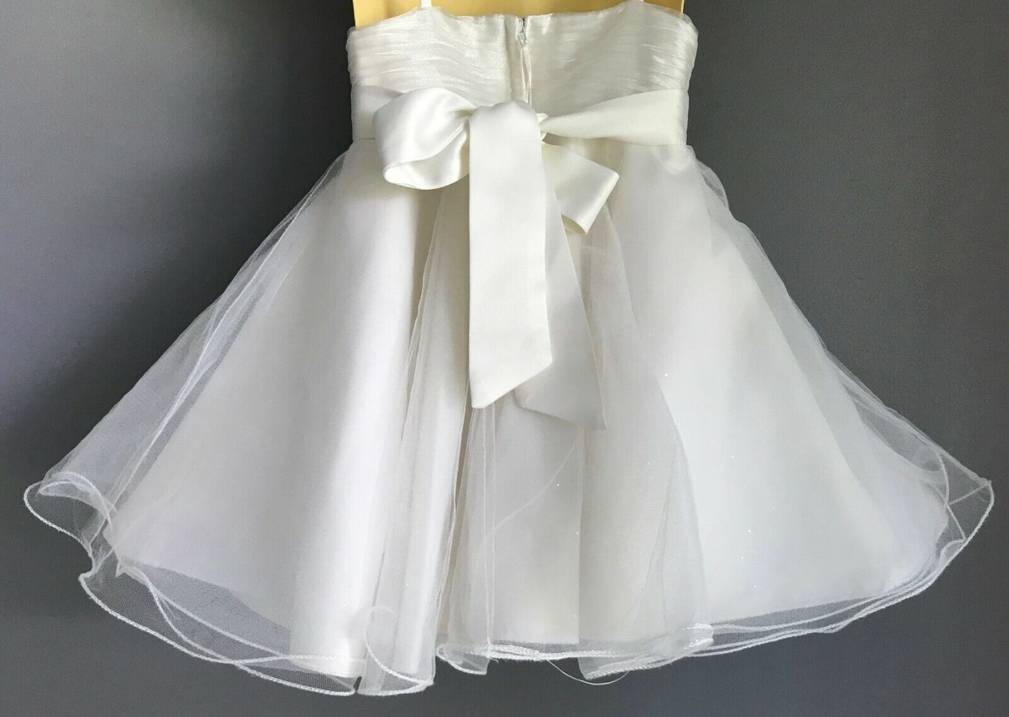Baby Girl JUST ADORABLE Tulle Skirt TieBack Dress Baby Off White Sleeveless Sz 0