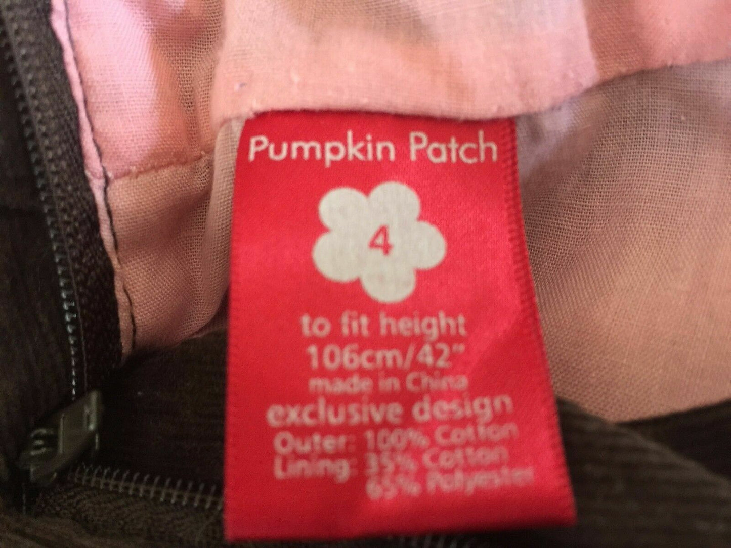 PUMPKIN PATCH Skirt Brown Corduroy Embroidered Waist & Hem Skirt Girls Size 4