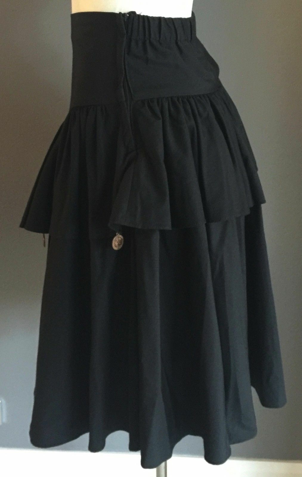 Vintage Girls ANNE Black Layer Elasticised Waist Yoke Skirt Size 10