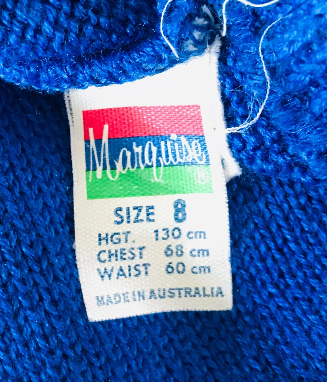 Vintage Girls MARQUISE Knit Skirt Cobalt Blue Elasticised Waist Size 8 Australia