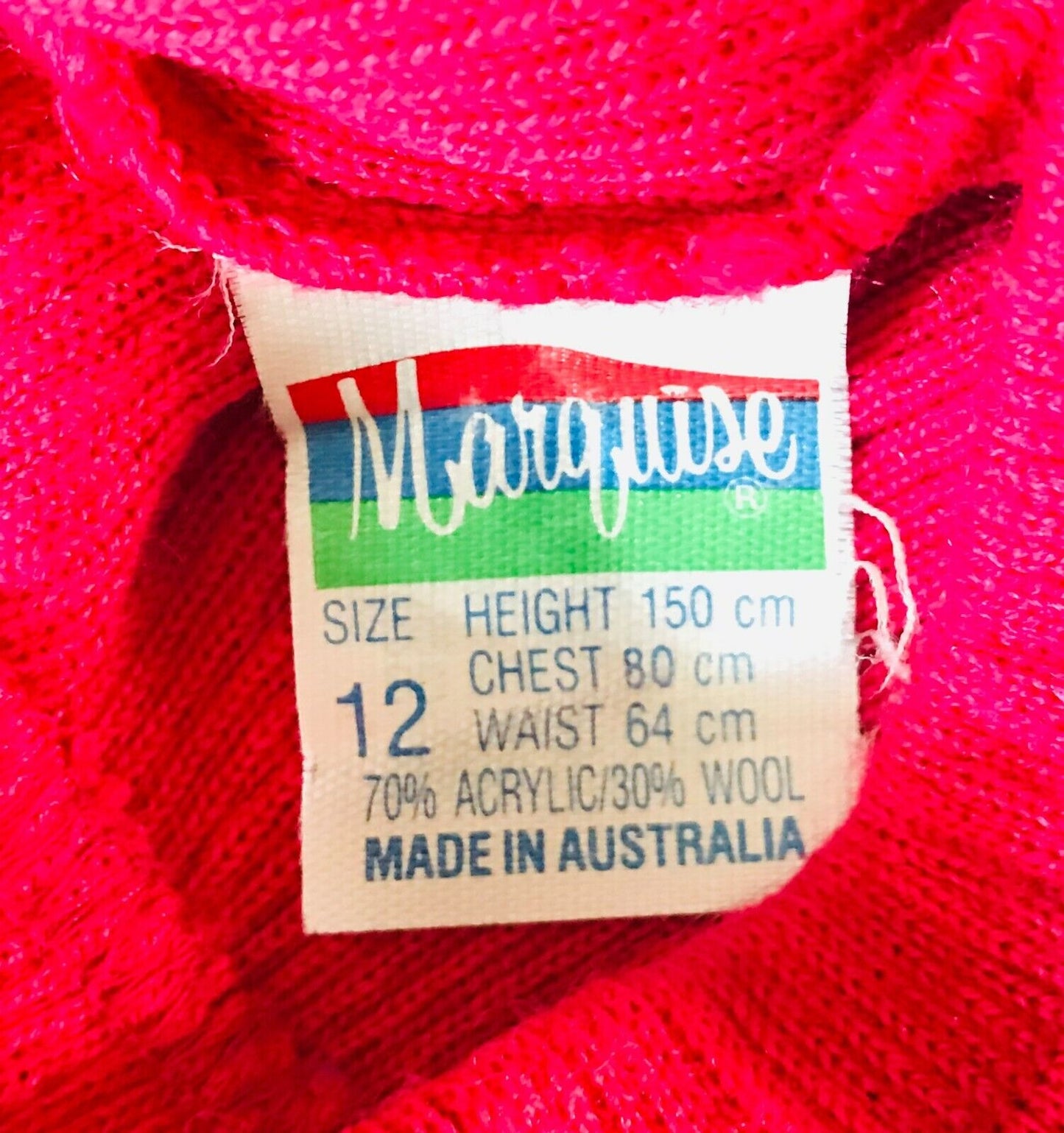 Vintage Girls MARQUISE Pink Wool Knit Pleat Skirt Elastic Waist Sz 12 Australia