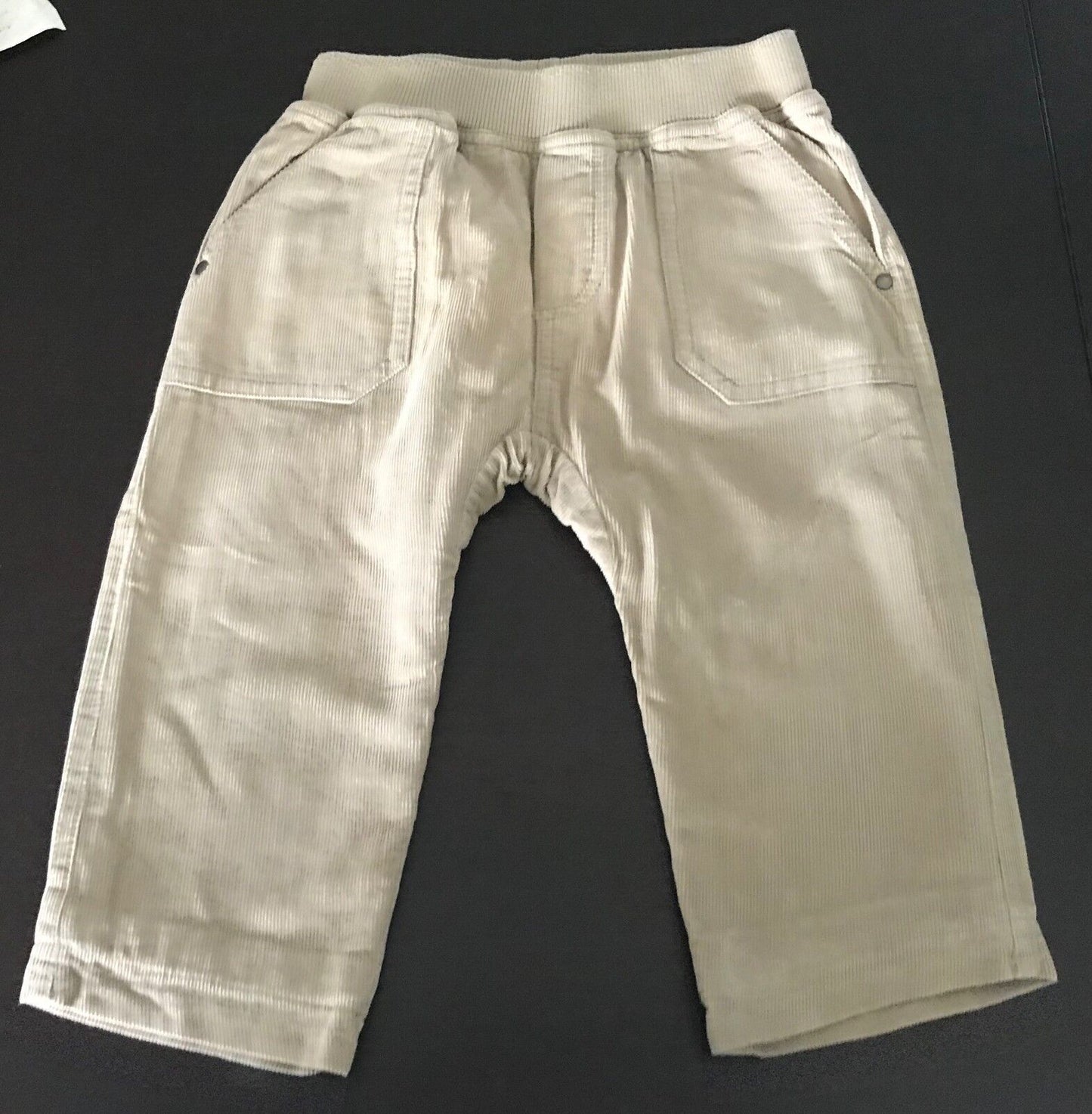 Baby Boy BEBE by MINIHAHA Beige Corduroy Elastic Waist Pants Size 1