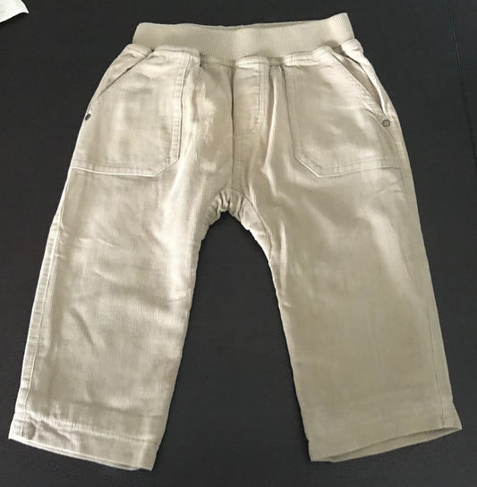 Baby Boy BEBE by MINIHAHA Beige Corduroy Elastic Waist Pants Size 1