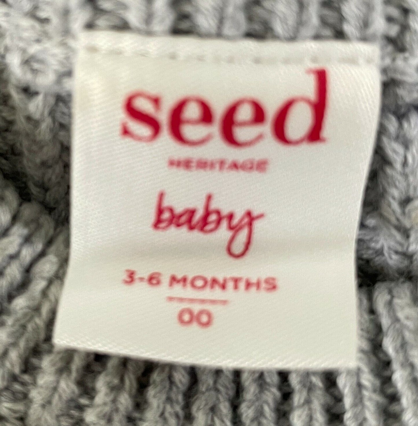 Baby SEED HERITAGE Chunky Knit Jumper Grey & Yellow Stripe Size 00 3 - 6 months