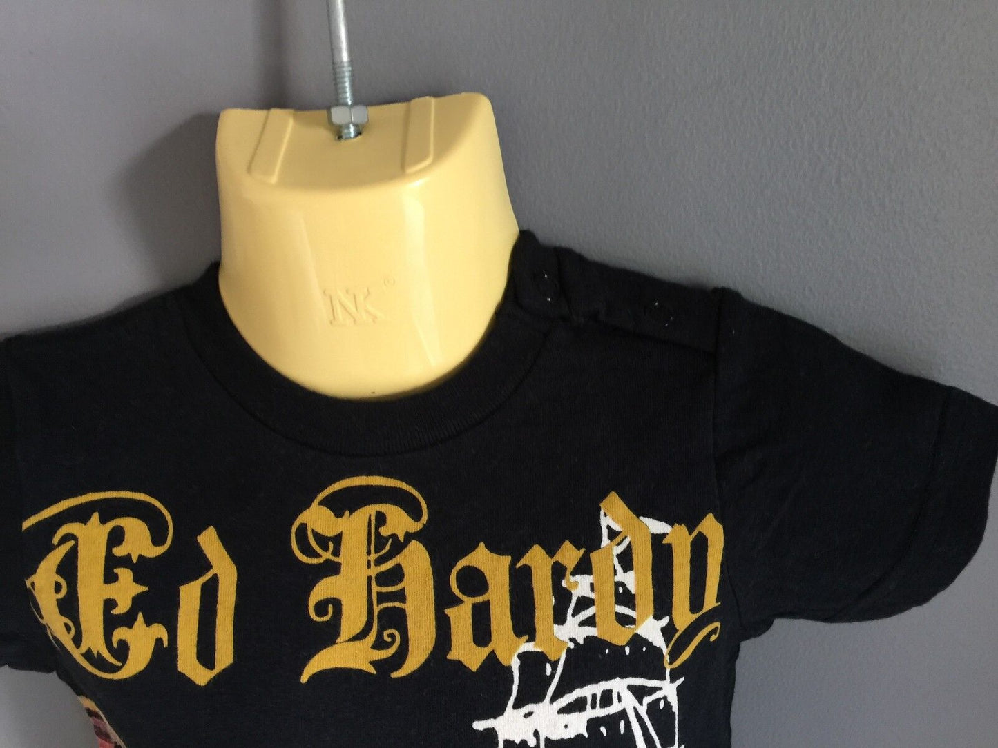 ED HARDY Black T Shirt w Motif Print Baby Boy Size 3 - 6 Months Tiger Ship Logo