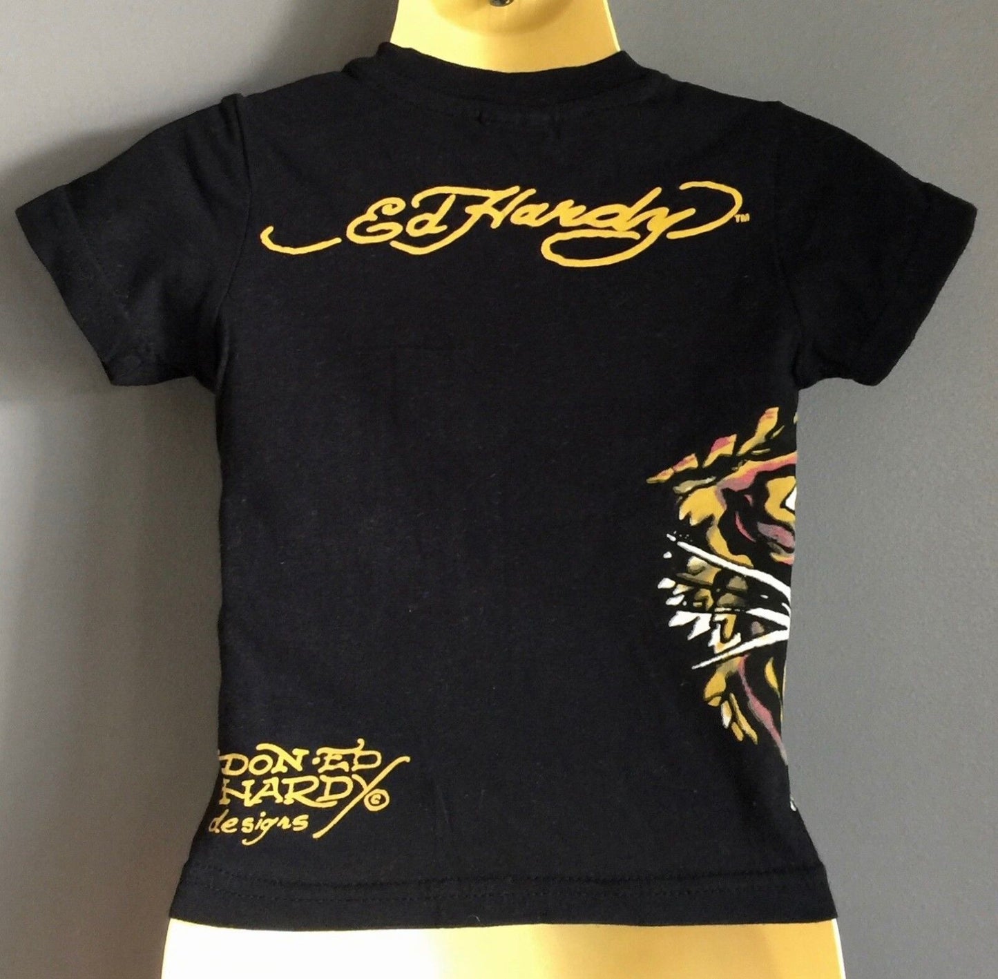 ED HARDY Black T Shirt w Motif Print Baby Boy Size 3 - 6 Months Tiger Ship Logo