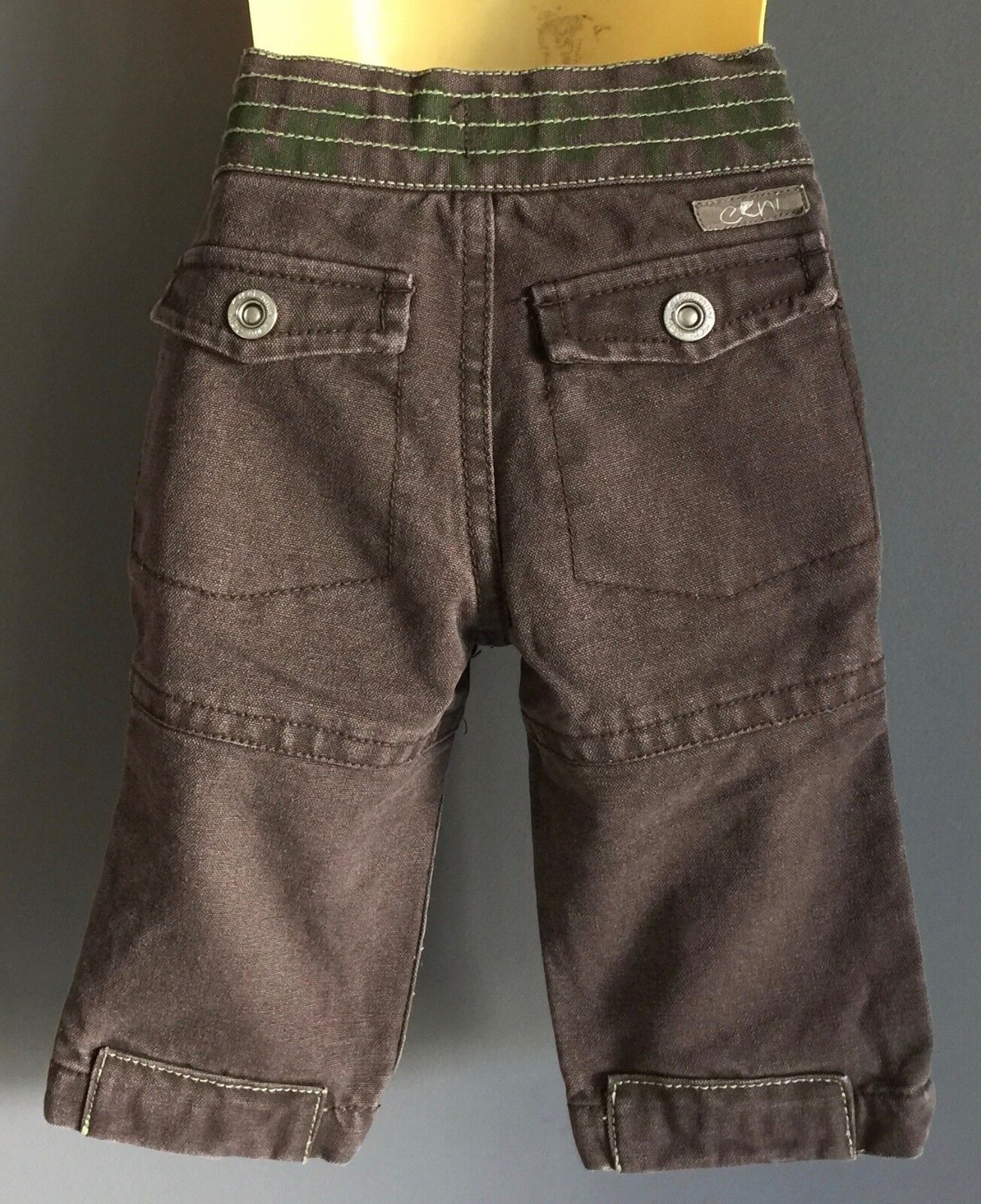 Baby Boy EENI MEENI MIINI MOH Brown Pants Size 0 6 12 Months Zip & Pockets