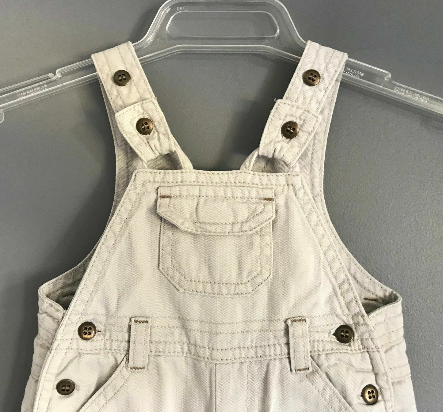 New Baby Boy MAMAS & PAPAS Beige Dungaree Overalls One Piece Size 3 - 6 months