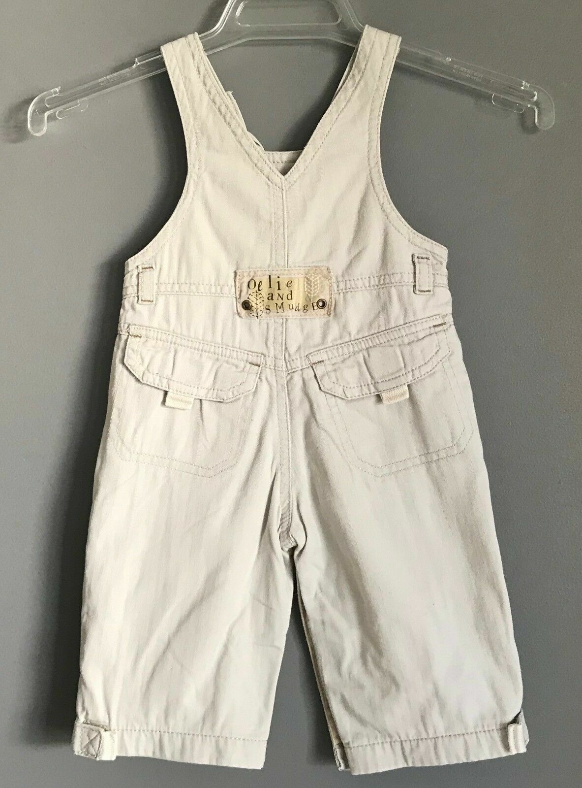New Baby Boy MAMAS & PAPAS Beige Dungaree Overalls One Piece Size 3 - 6 months
