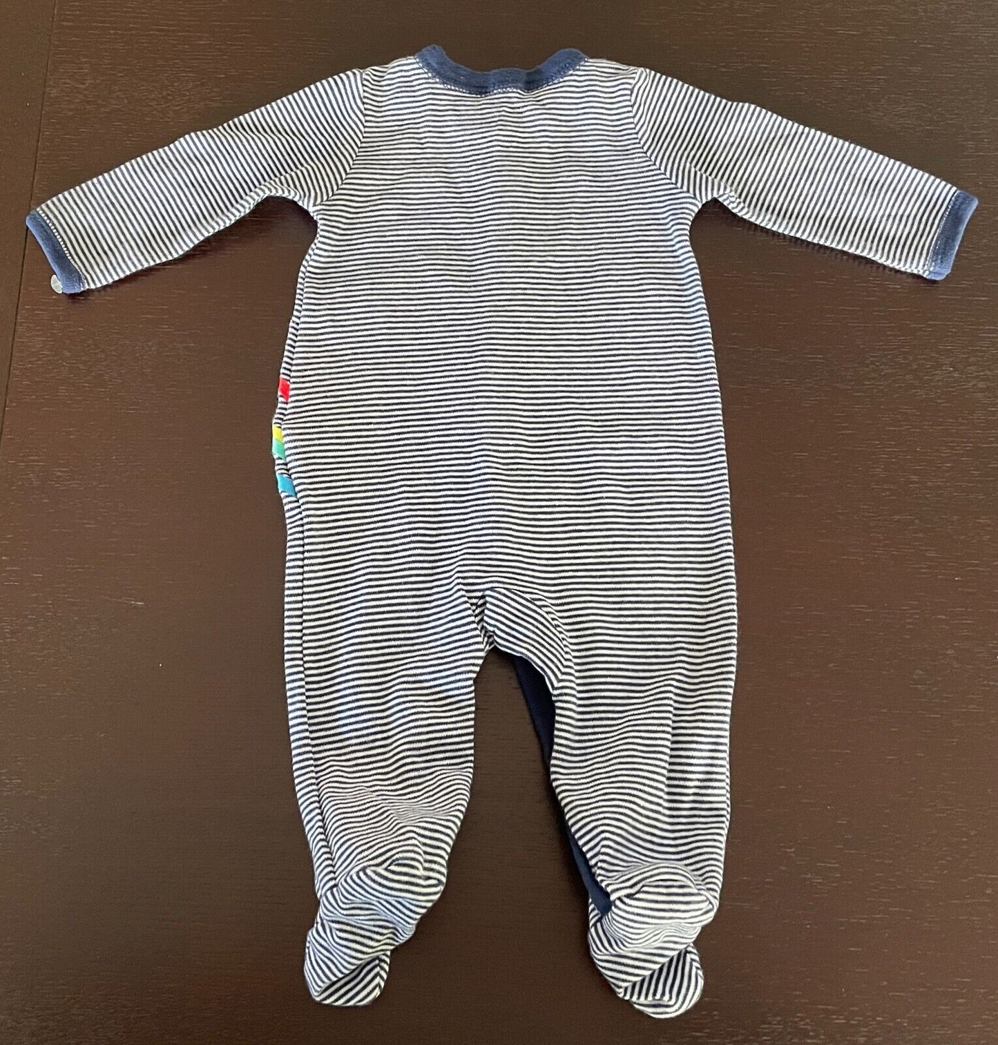 Baby CARTERS One Piece Romper Navy Blue White Stripe Cotton 000 3Mth Rocket Ship