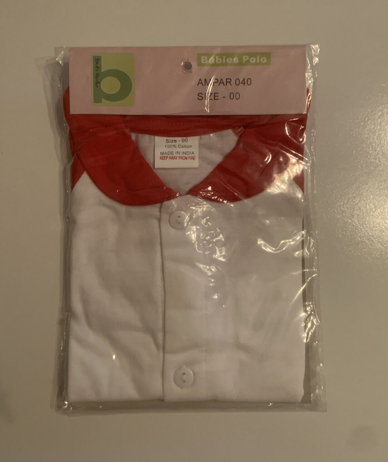 BABY WONDER Polo Shirt 5 Pack Bundle Size 00 3 6mth White W Red  Collar Sleeves