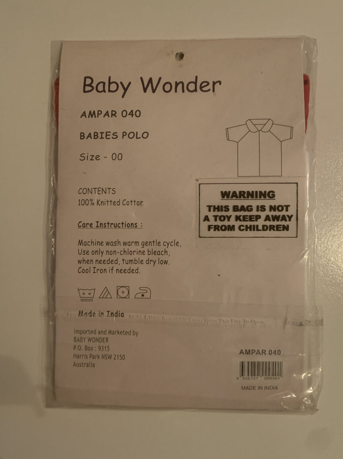 BABY WONDER Polo Shirt 5 Pack Bundle Size 00 3 6mth White W Red  Collar Sleeves