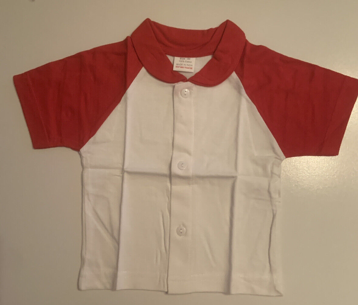 BABY WONDER Polo Shirt 5 Pack Bundle Size 00 3 6mth White W Red  Collar Sleeves