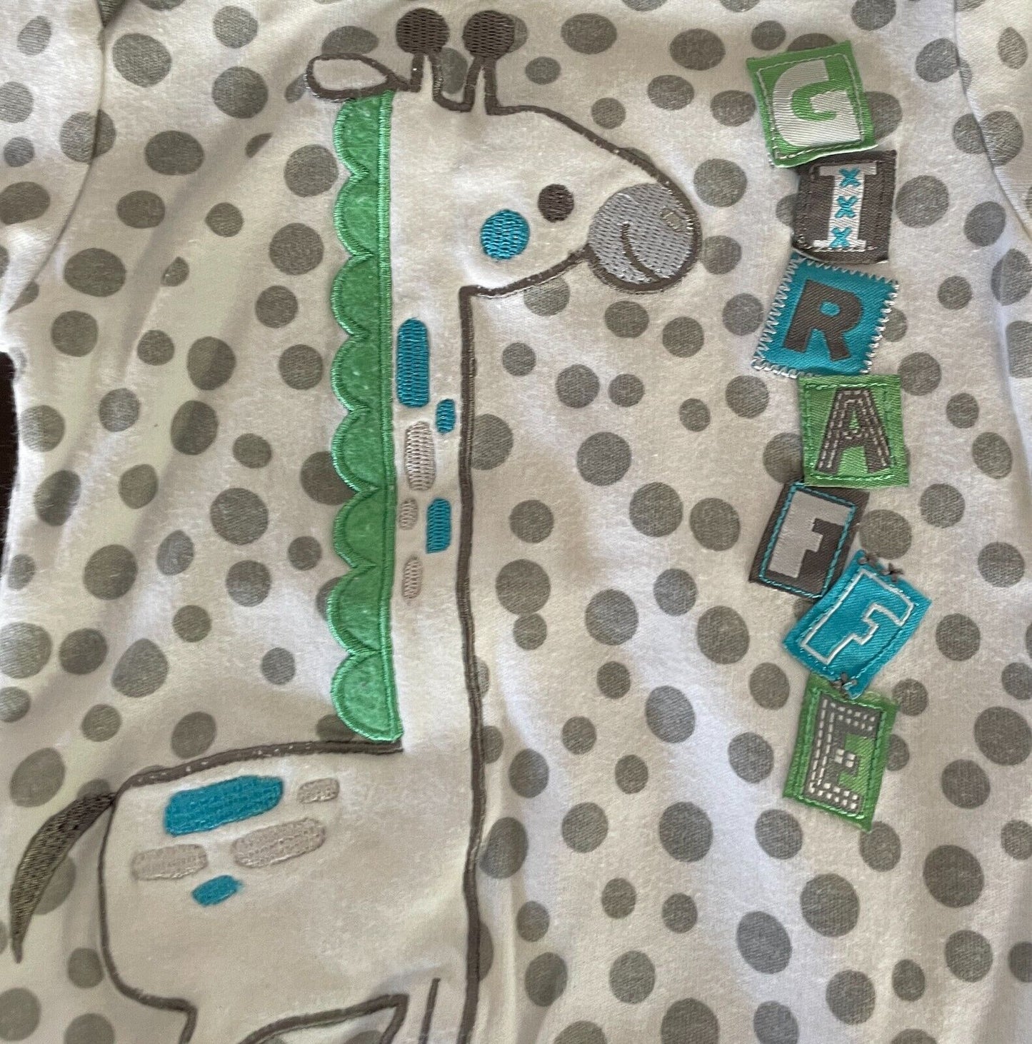 Fisher Price Baby Romper Grey White Polka Dot Size 000 3 Months Giraffe Block