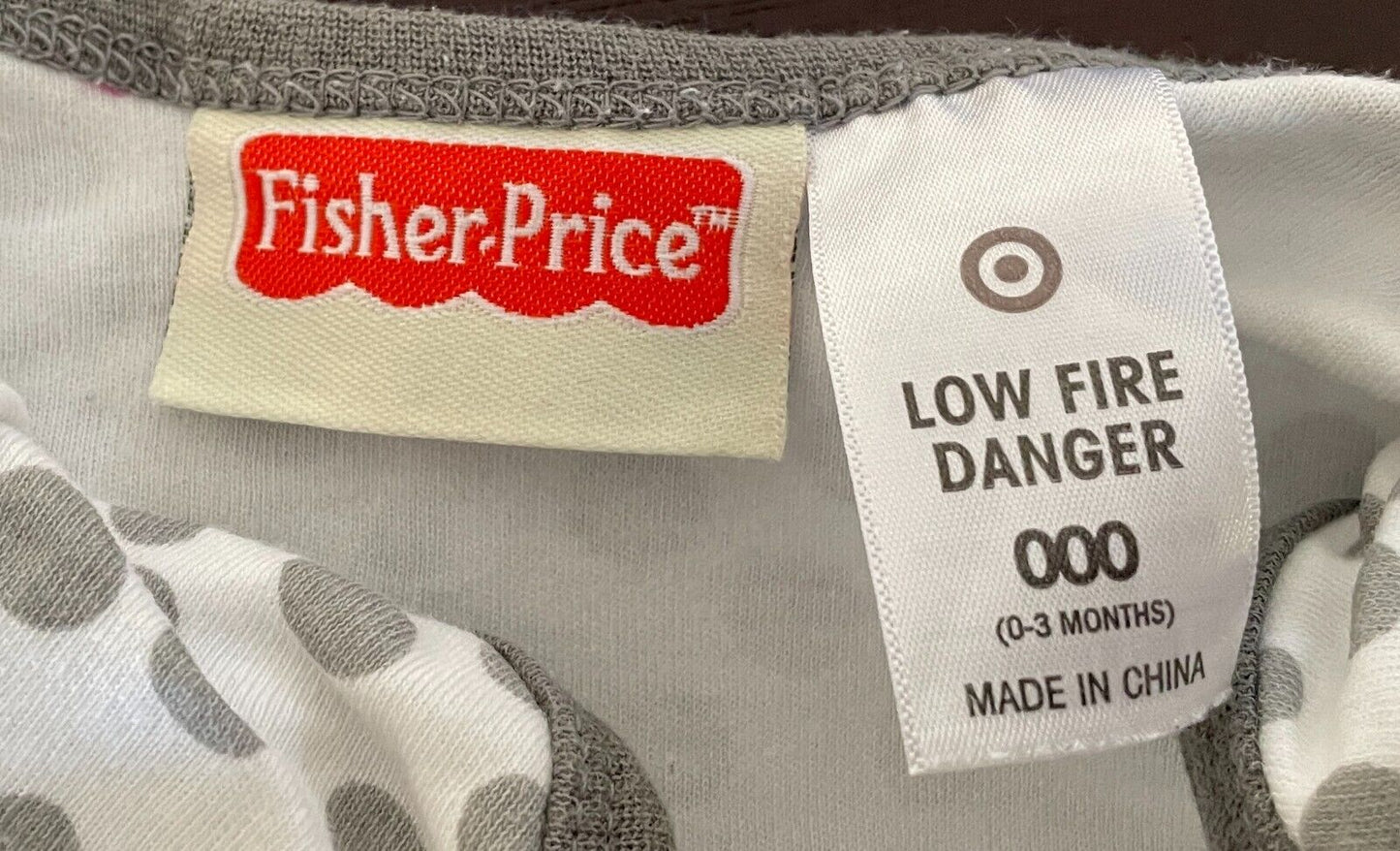 Fisher Price Baby Romper Grey White Polka Dot Size 000 3 Months Giraffe Block