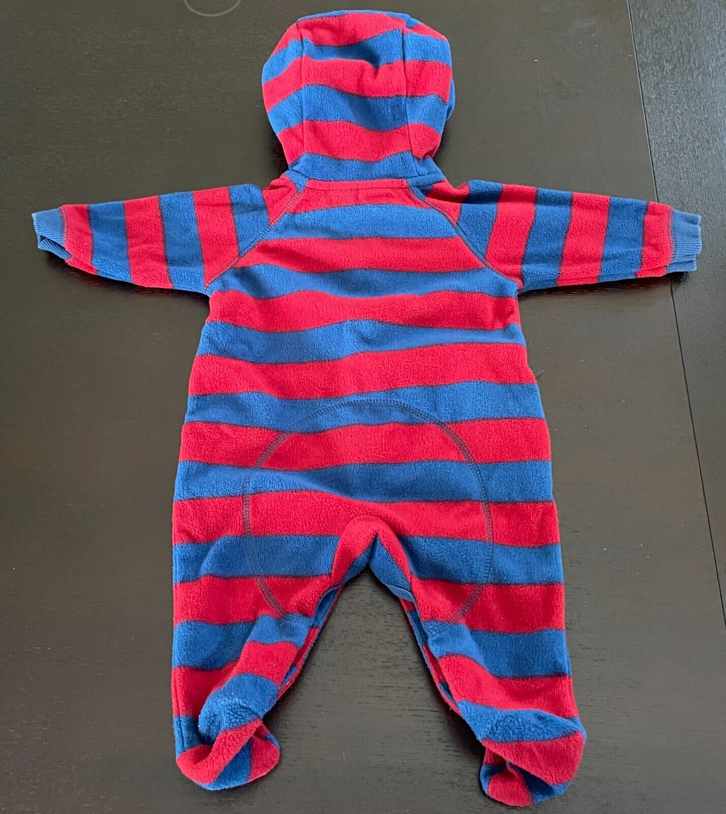 Baby Boy TINY LITTLE MONSTERS Red Navy Stripe One Piece Romper Polar Fleece 000