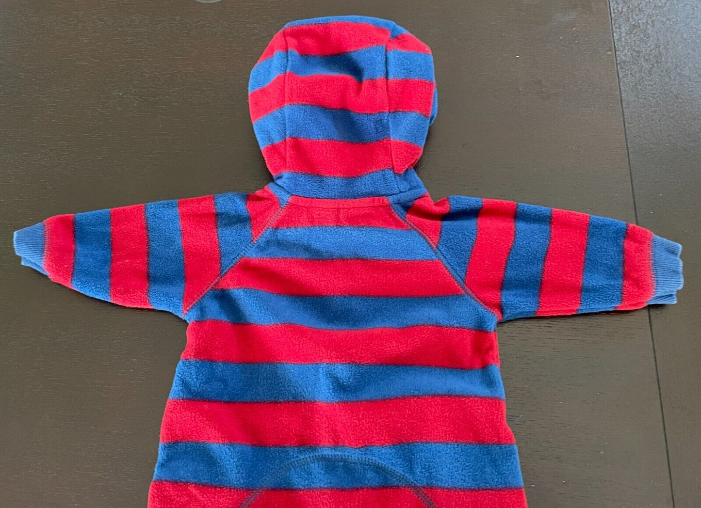 Baby Boy TINY LITTLE MONSTERS Red Navy Stripe One Piece Romper Polar Fleece 000