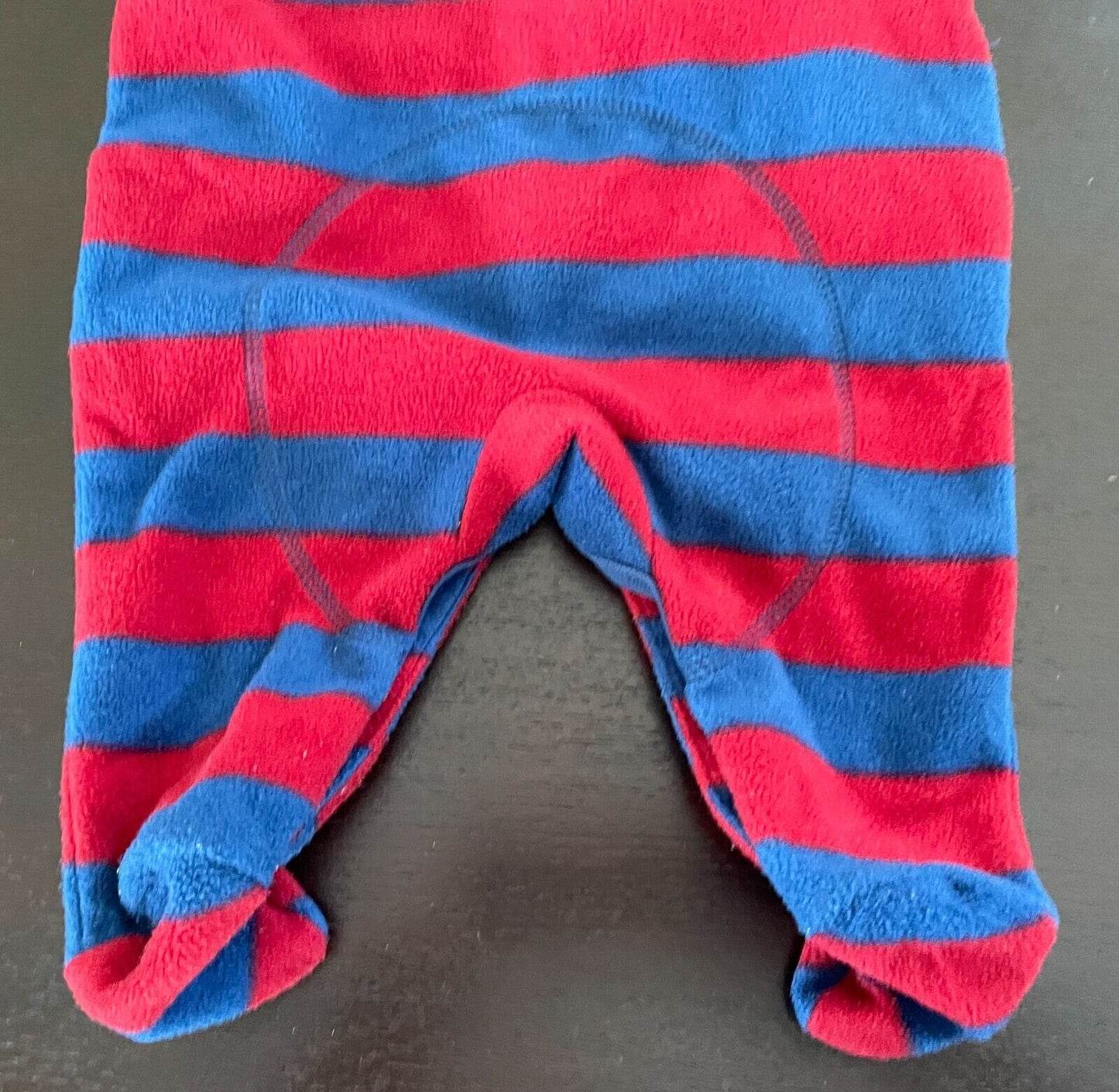 Baby Boy TINY LITTLE MONSTERS Red Navy Stripe One Piece Romper Polar Fleece 000