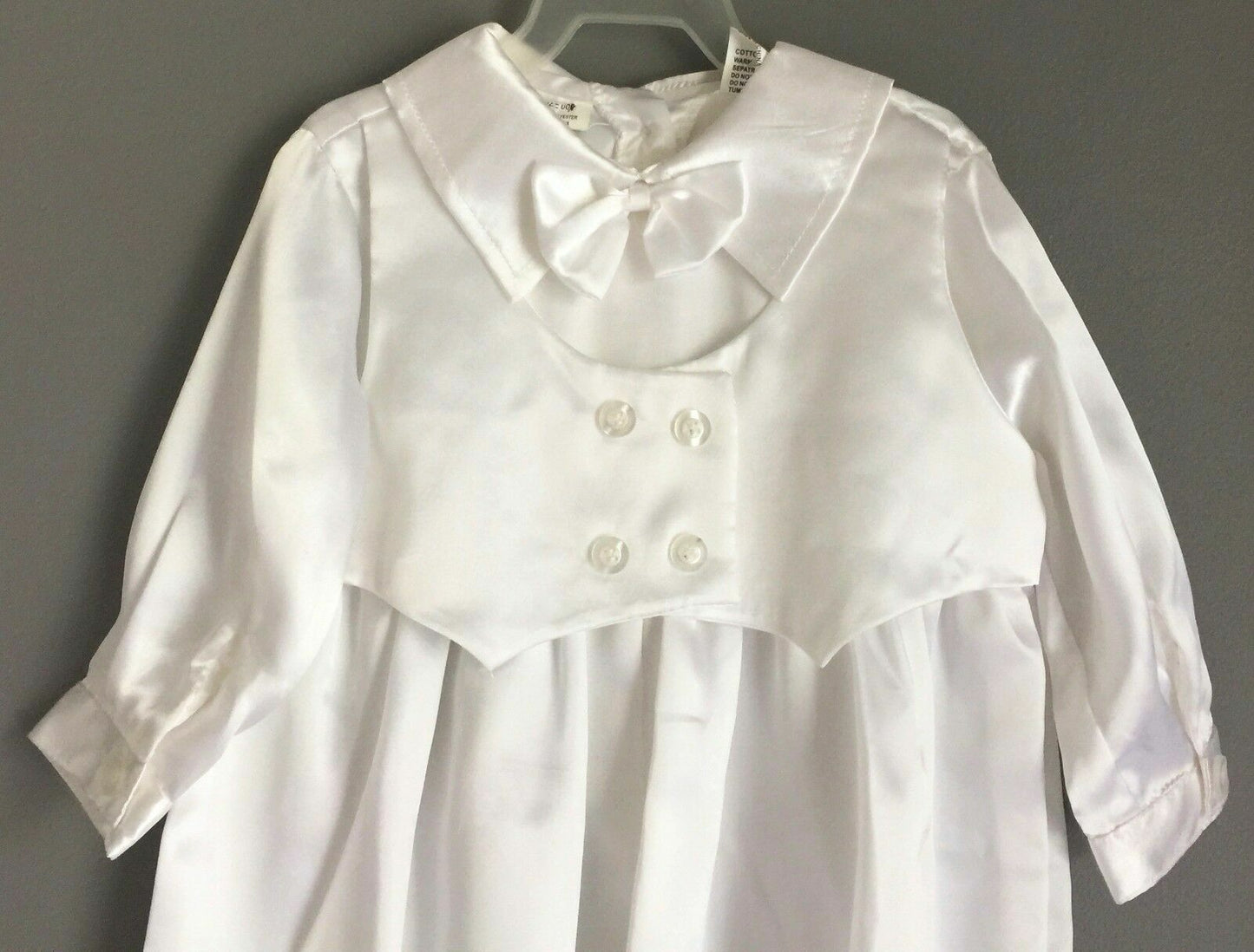Baby Boy CLEVER BEAN White Baptism Christening Romper One Piece Hat Size 00 NEW