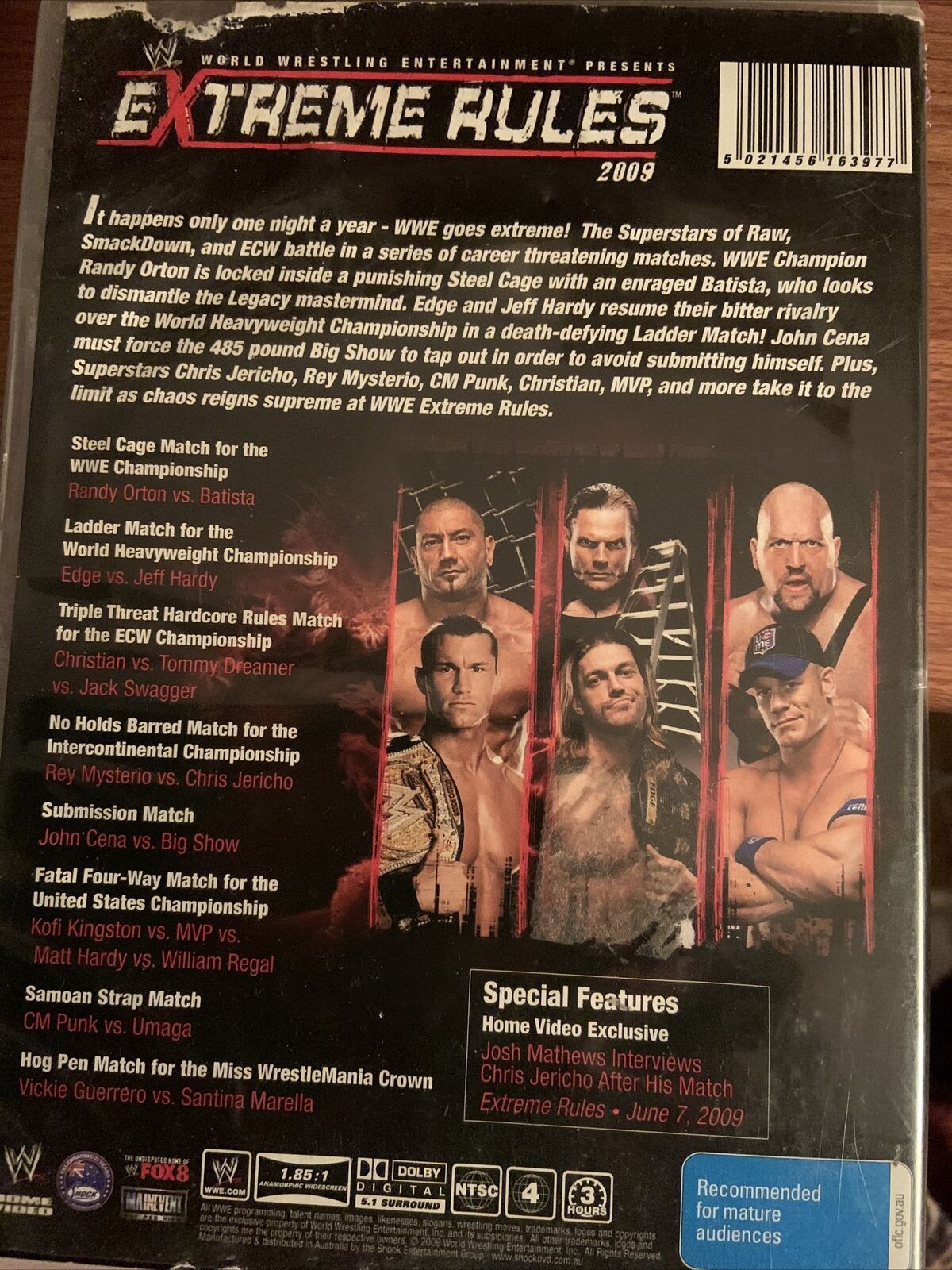 DVD WWE ECW Extreme Rules 2009 Wrestling Blood Sport Annual Match Tournament