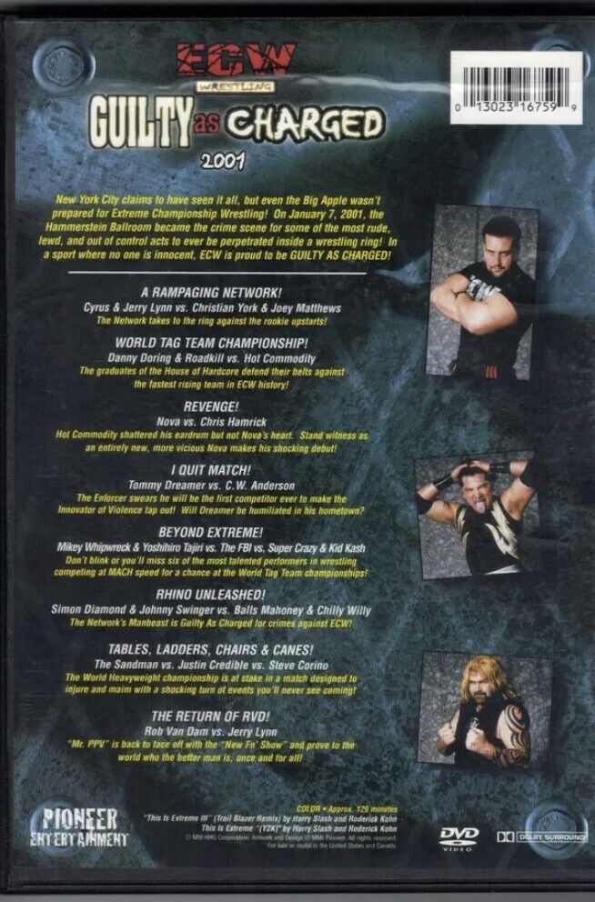 DVD ECW Guilty As Charged 2001 Hardcore Wrestling Heaven Sport Fights