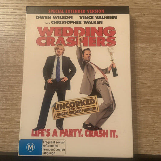 DVD WEDDING CRASHERS Uncorked Movie Extended Edition Owen Wilson Vince Vaughan