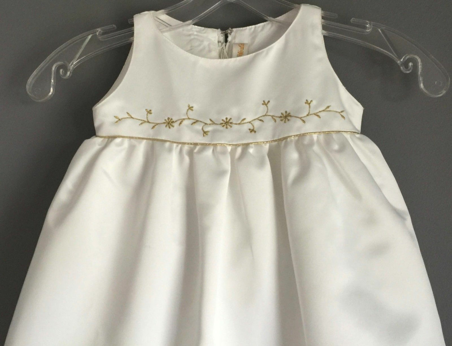 OUR SMALL WORLD Flower Girl Ivory Formal Gold Trim Dress Toddler Girl Size 2 NEW