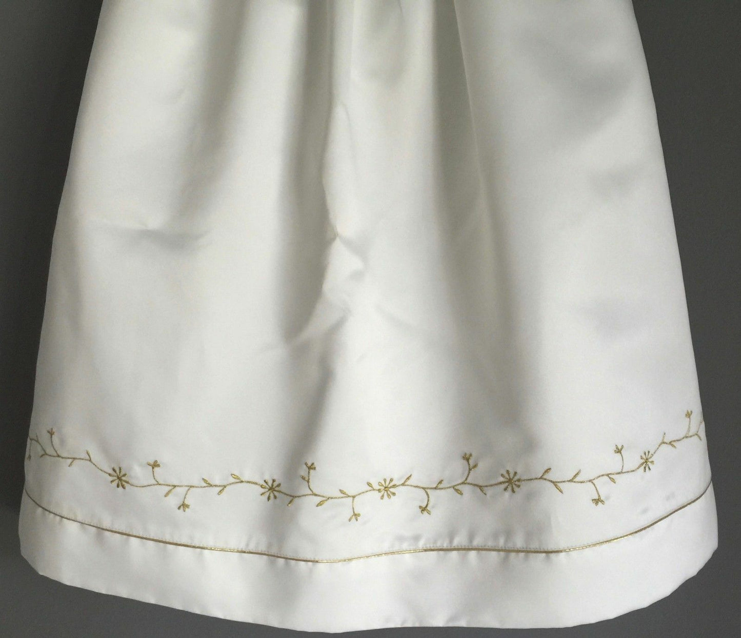OUR SMALL WORLD Flower Girl Ivory Formal Gold Trim Dress Toddler Girl Size 2 NEW