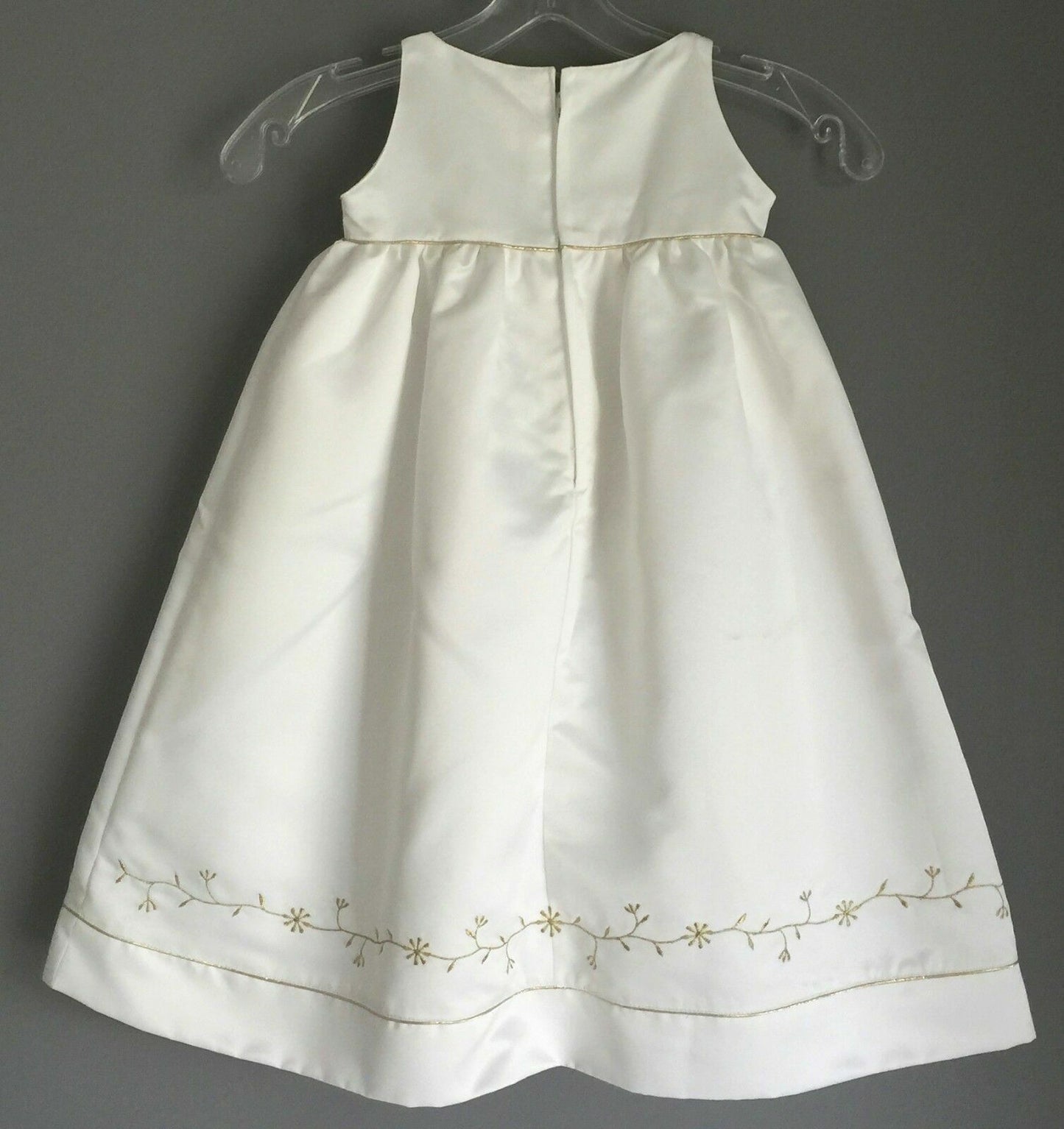 OUR SMALL WORLD Flower Girl Ivory Formal Gold Trim Dress Toddler Girl Size 2 NEW