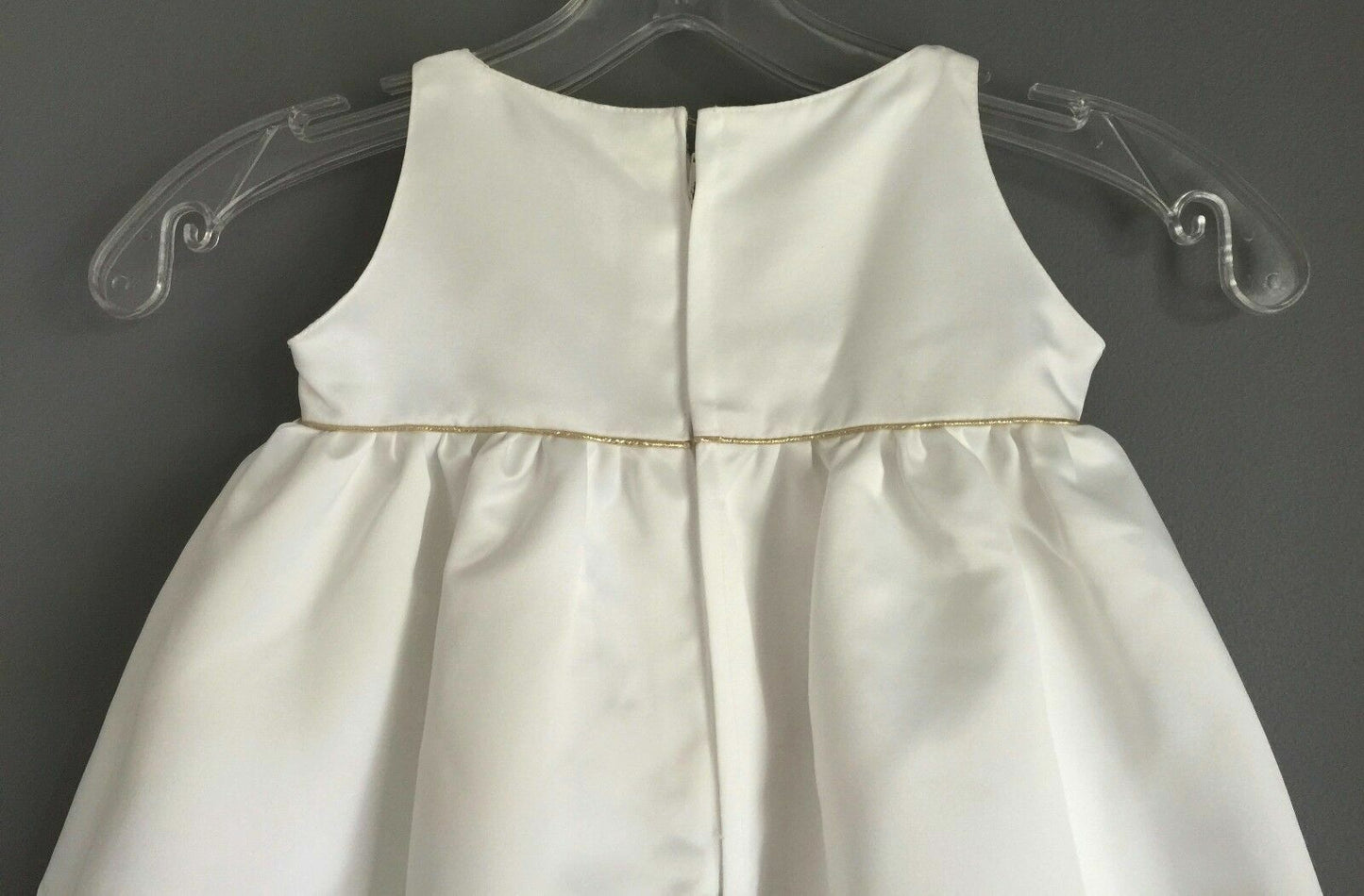 OUR SMALL WORLD Flower Girl Ivory Formal Gold Trim Dress Toddler Girl Size 2 NEW