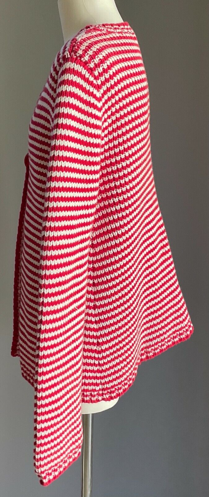 SEED Cardigan Red & White Chunky Cotton Knit Long Sleeve Girls Size 9 - 10