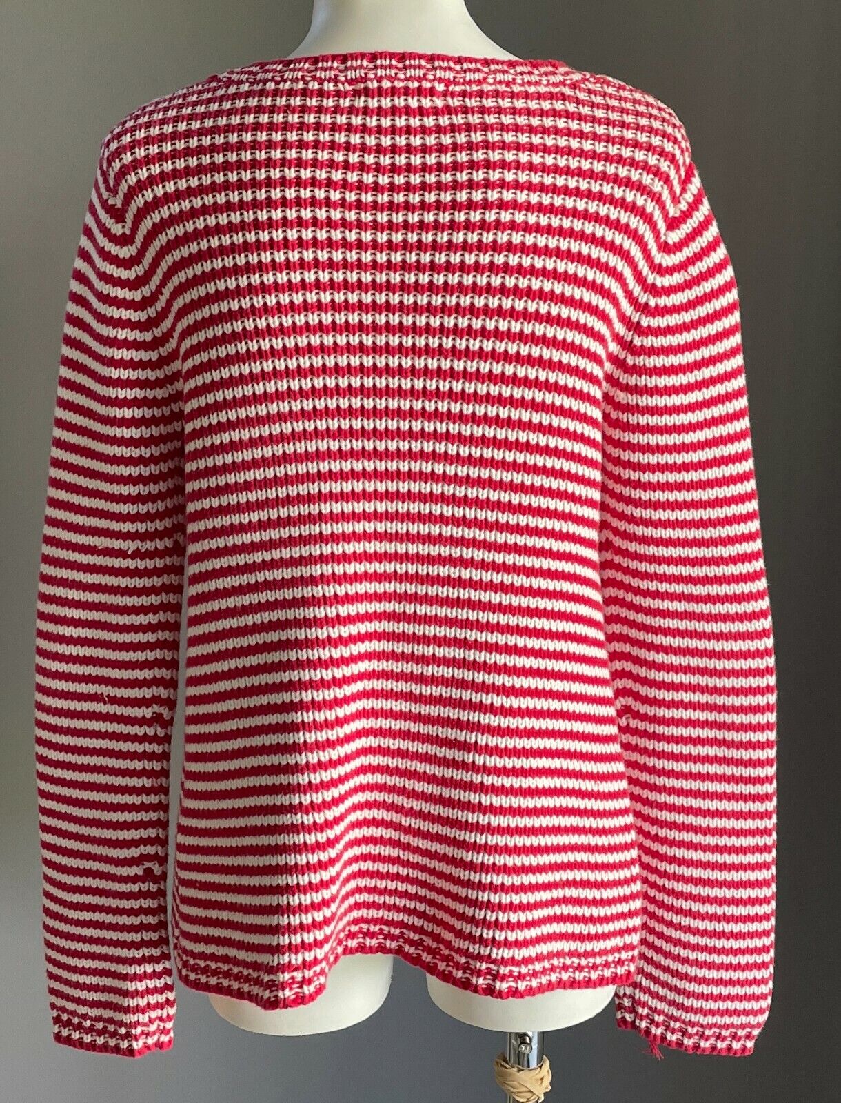 SEED Cardigan Red & White Chunky Cotton Knit Long Sleeve Girls Size 9 - 10