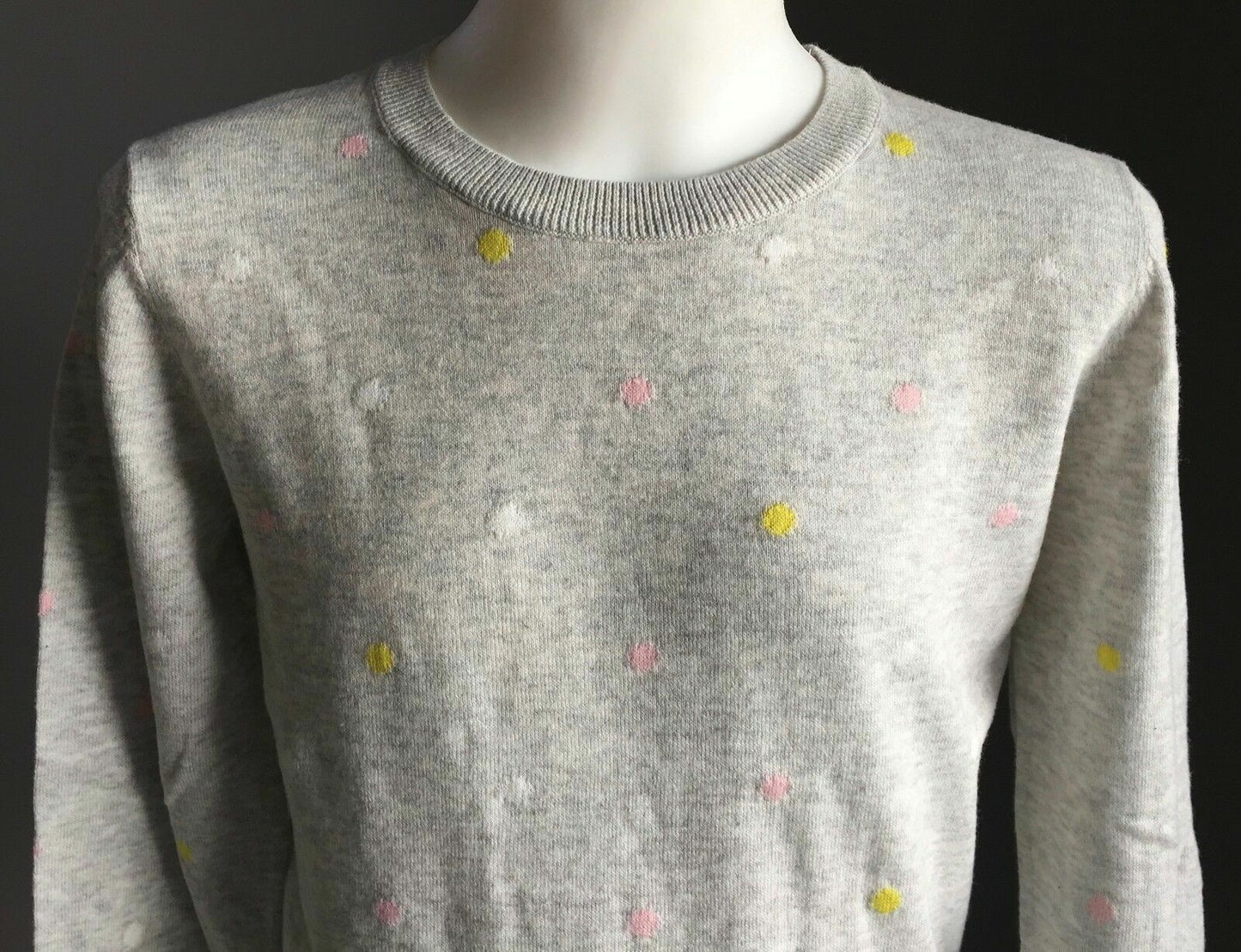 COUNTRY ROAD Grey Marle Spot Intarsia Knit Winter Jumper Girls Size 8 NEW