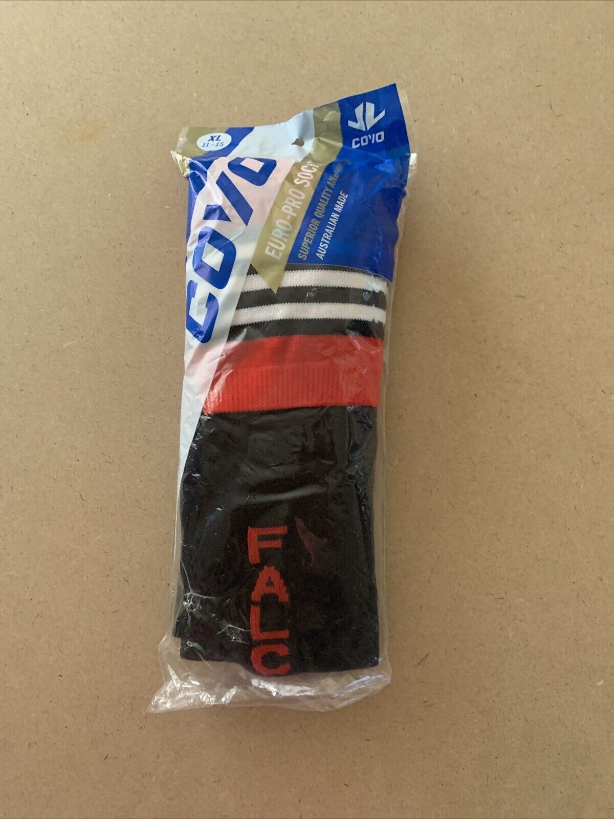 COVO Falcon Football Euro Pro Socks SPORTS XL 11 15 Sealed Red Black White NEW