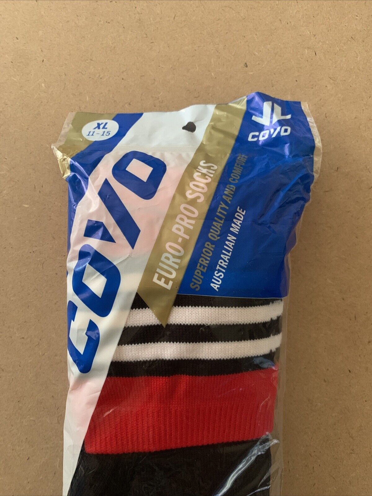COVO Falcon Football Euro Pro Socks SPORTS XL 11 15 Sealed Red Black White NEW