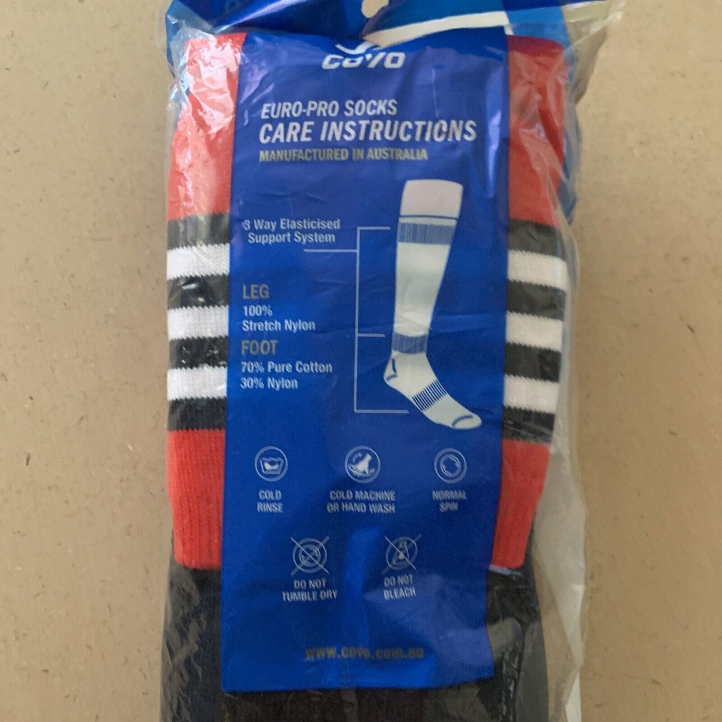 COVO Falcon Football Euro Pro Socks SPORTS XL 11 15 Sealed Red Black White NEW