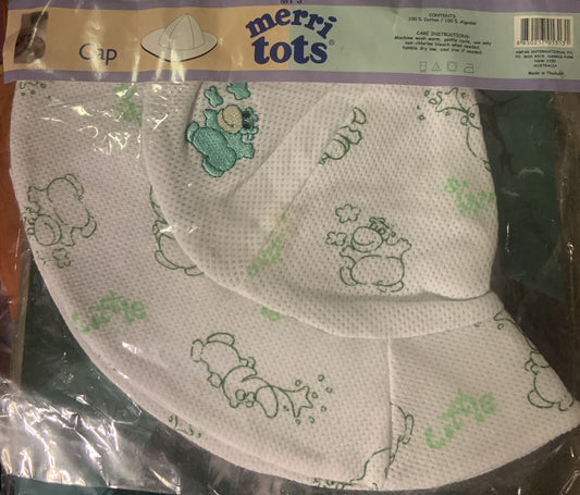 New 5x MERRI TOTS Cap Sun Hat Sunhat Size 3M Cotton Hippopotamus Sealed Bundle