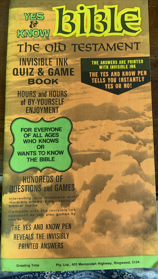 GREETING TIME Yes & Know BIBLE The Old Testament 1980 Quiz 100’s Q’s & Game Book