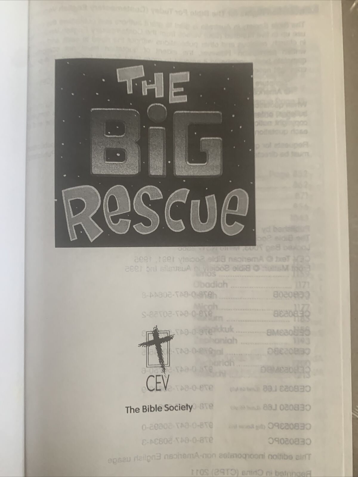 THE BIG RESCUE BIBLE Contemporary English Version Illustrated HC 1642 pages 1995