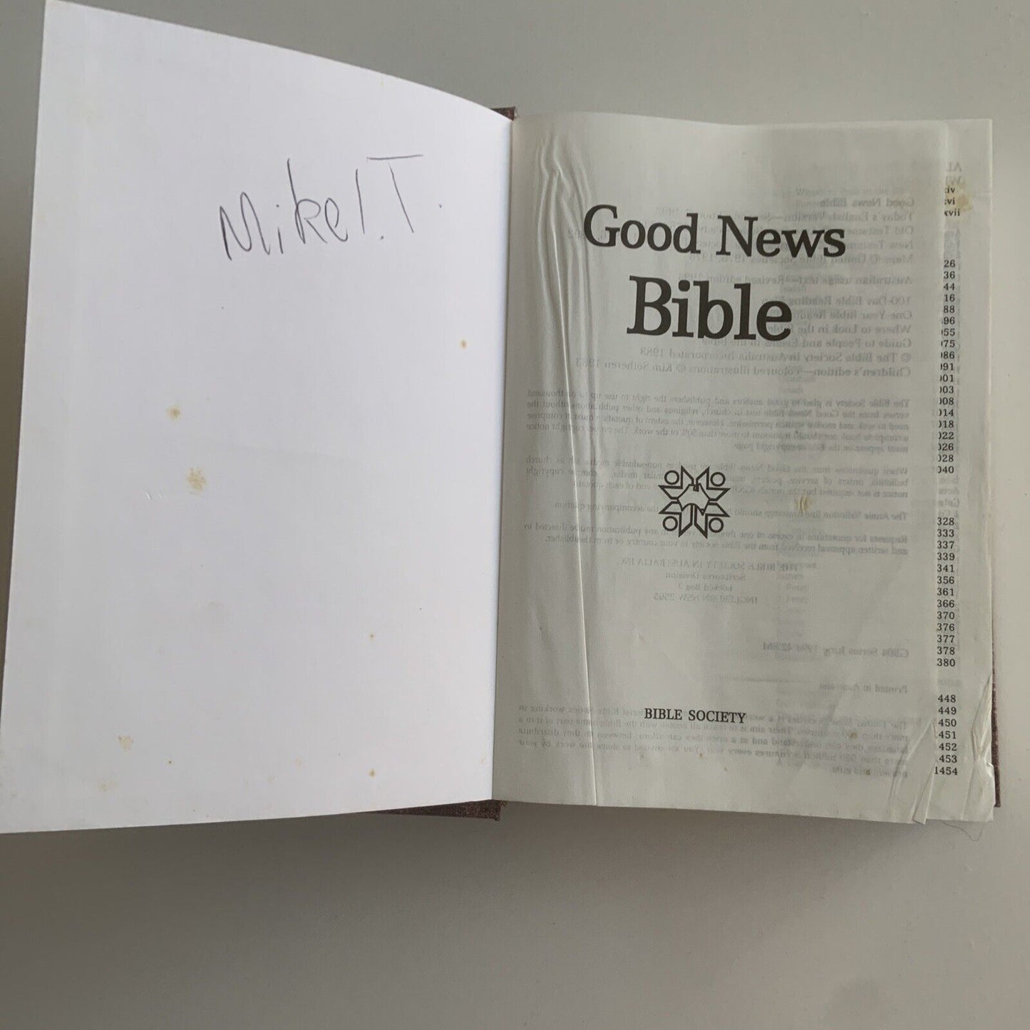 Rare Cover HOLY BIBLE GOOD NEWS BIBLE SOCIETY English Version  1994 Inscribed