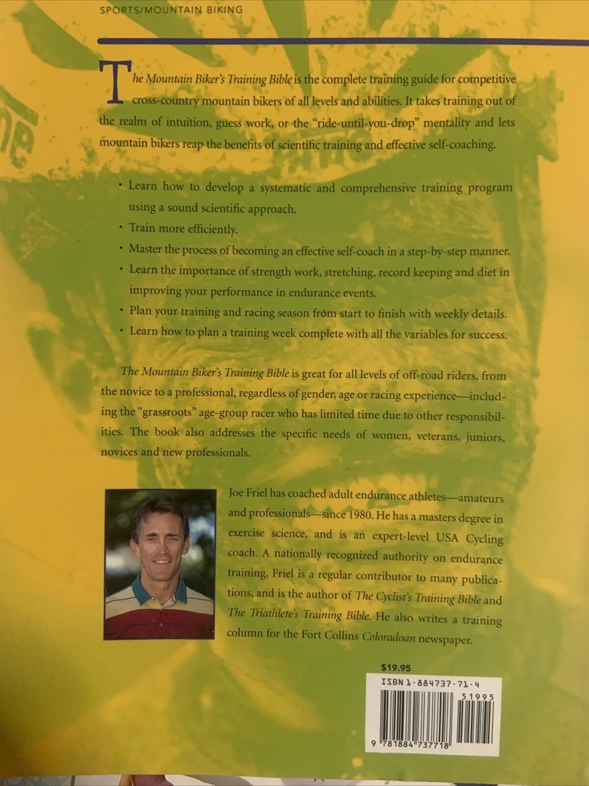 The Mountain Bikers Training Bible by Joe Friel 2000 Large PB Book Rare Cover
