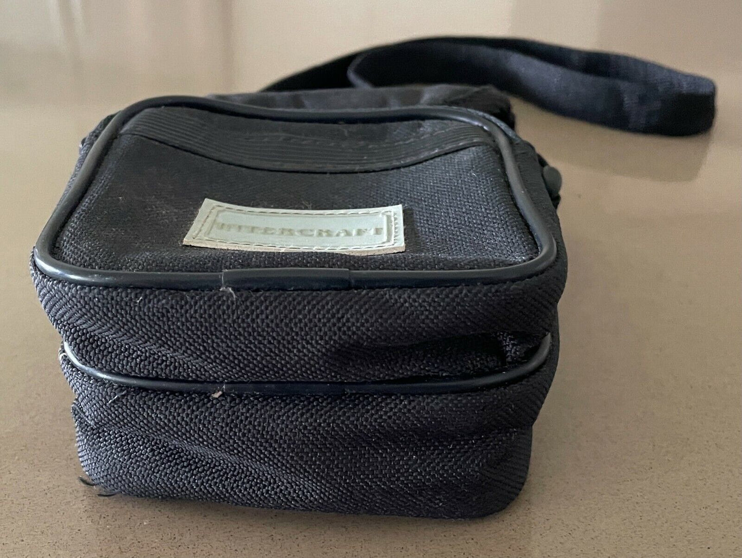 Black Canvas INTERCRAFT Camera Carry Bag w Pocket Shoulder Strap Belt Loop