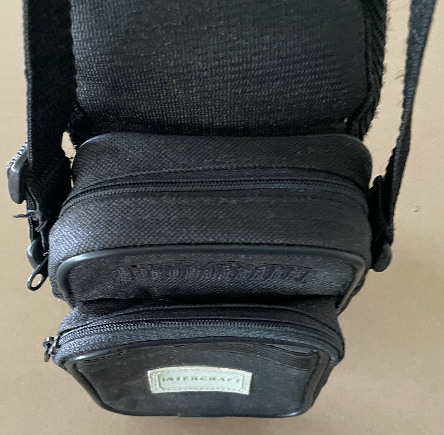 Black Canvas INTERCRAFT Camera Carry Bag w Pocket Shoulder Strap Belt Loop