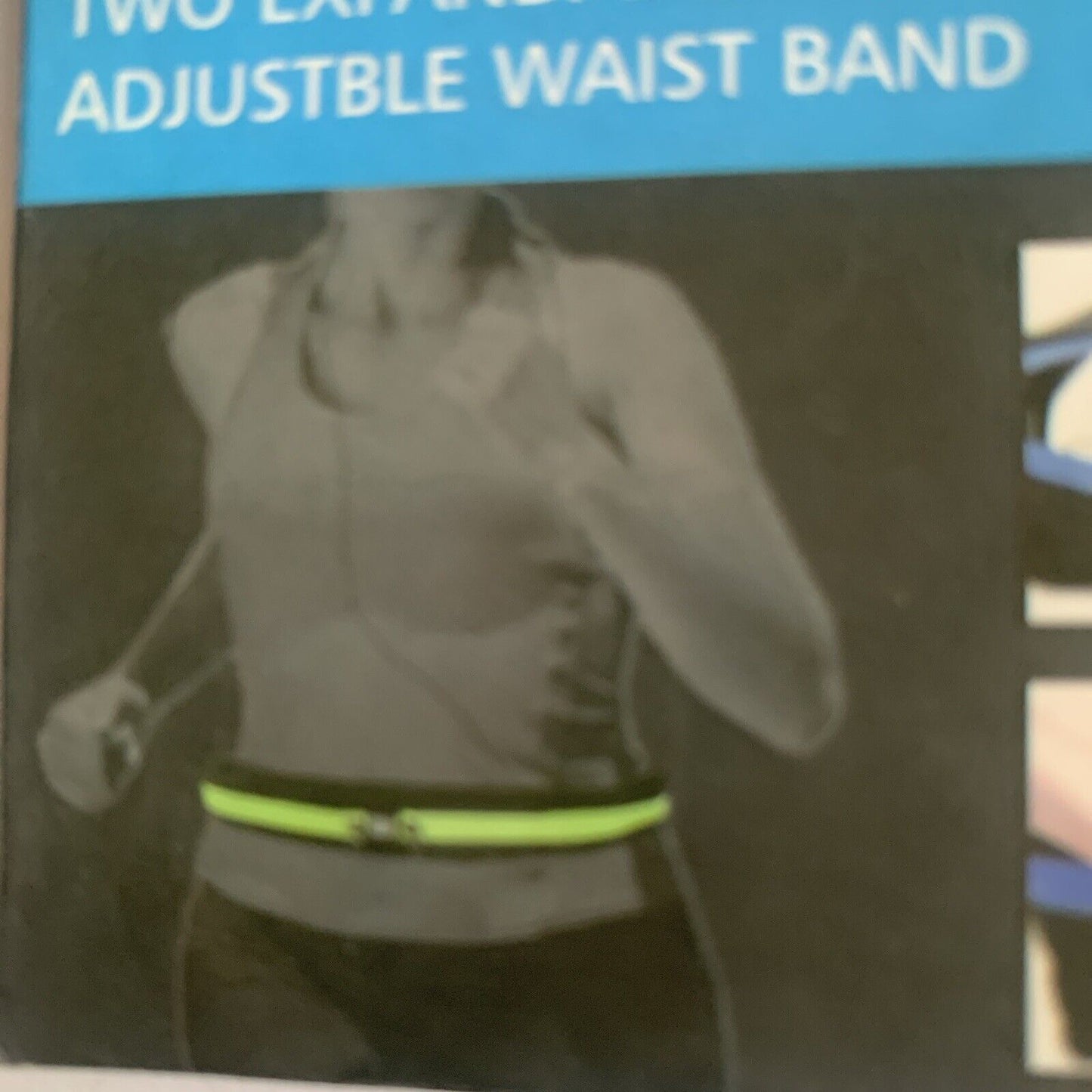 Uniwide RUNNING BELT Black Blue Reflective Stretch Belt Bag 2 Pouch Water Resist