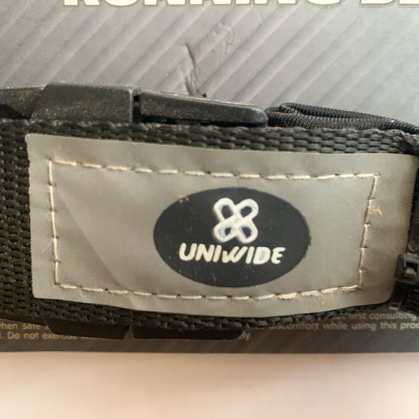 Uniwide RUNNING BELT Black Blue Reflective Stretch Belt Bag 2 Pouch Water Resist