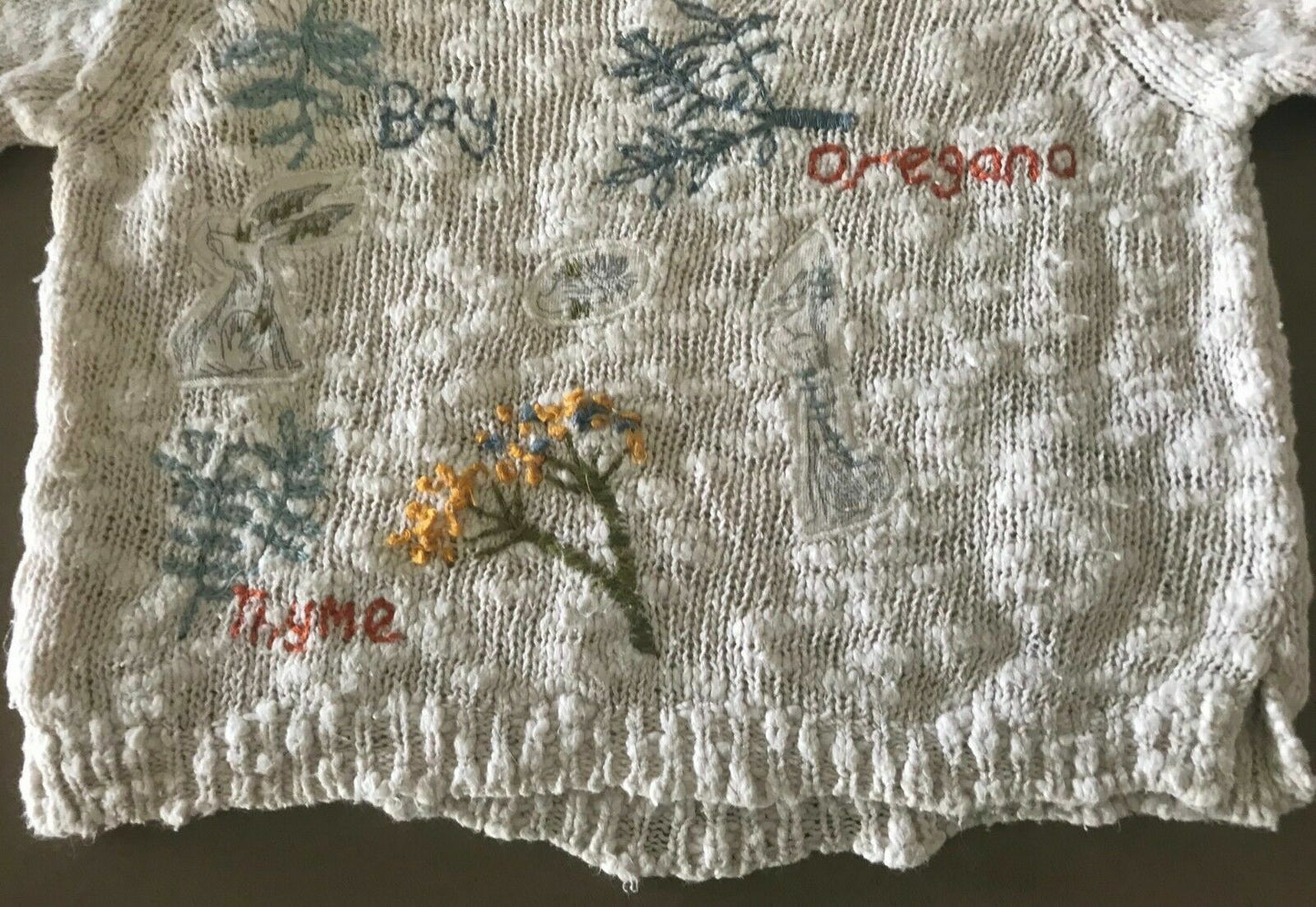 NEXT White & Ivory Long Sleeve Cotton Sweater w Motifs Infant Size 9 12 months