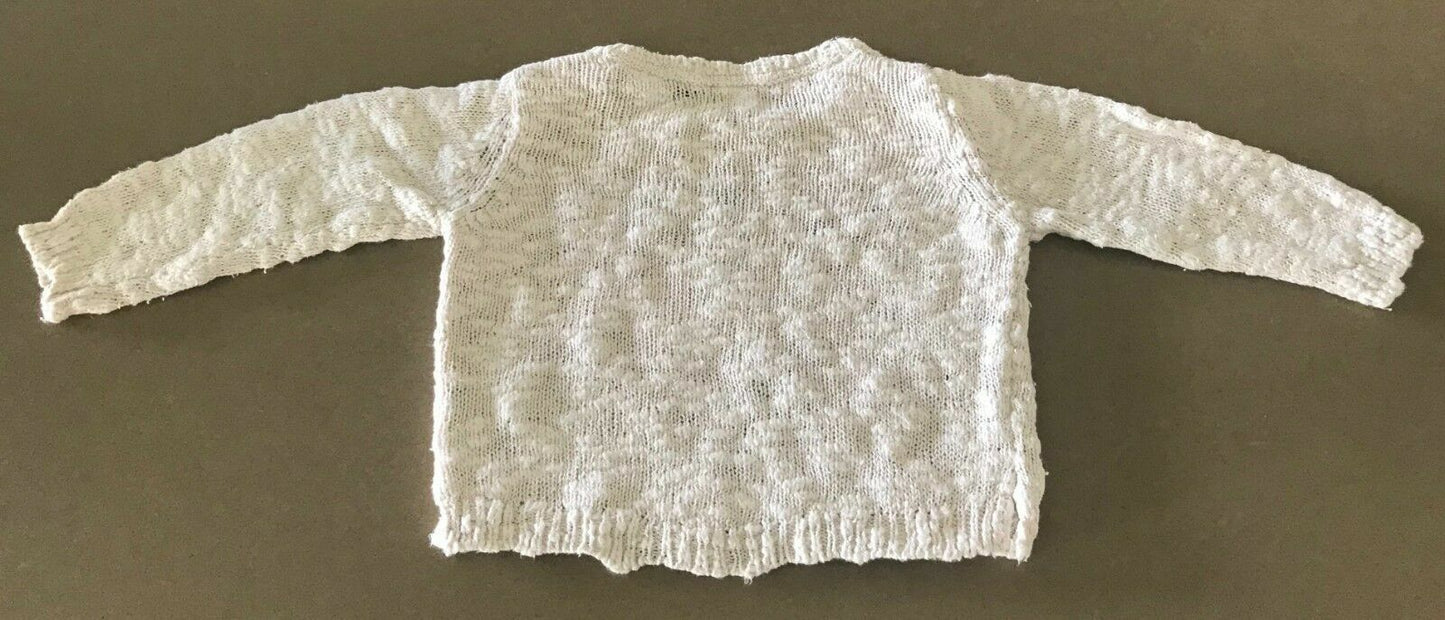 NEXT White & Ivory Long Sleeve Cotton Sweater w Motifs Infant Size 9 12 months