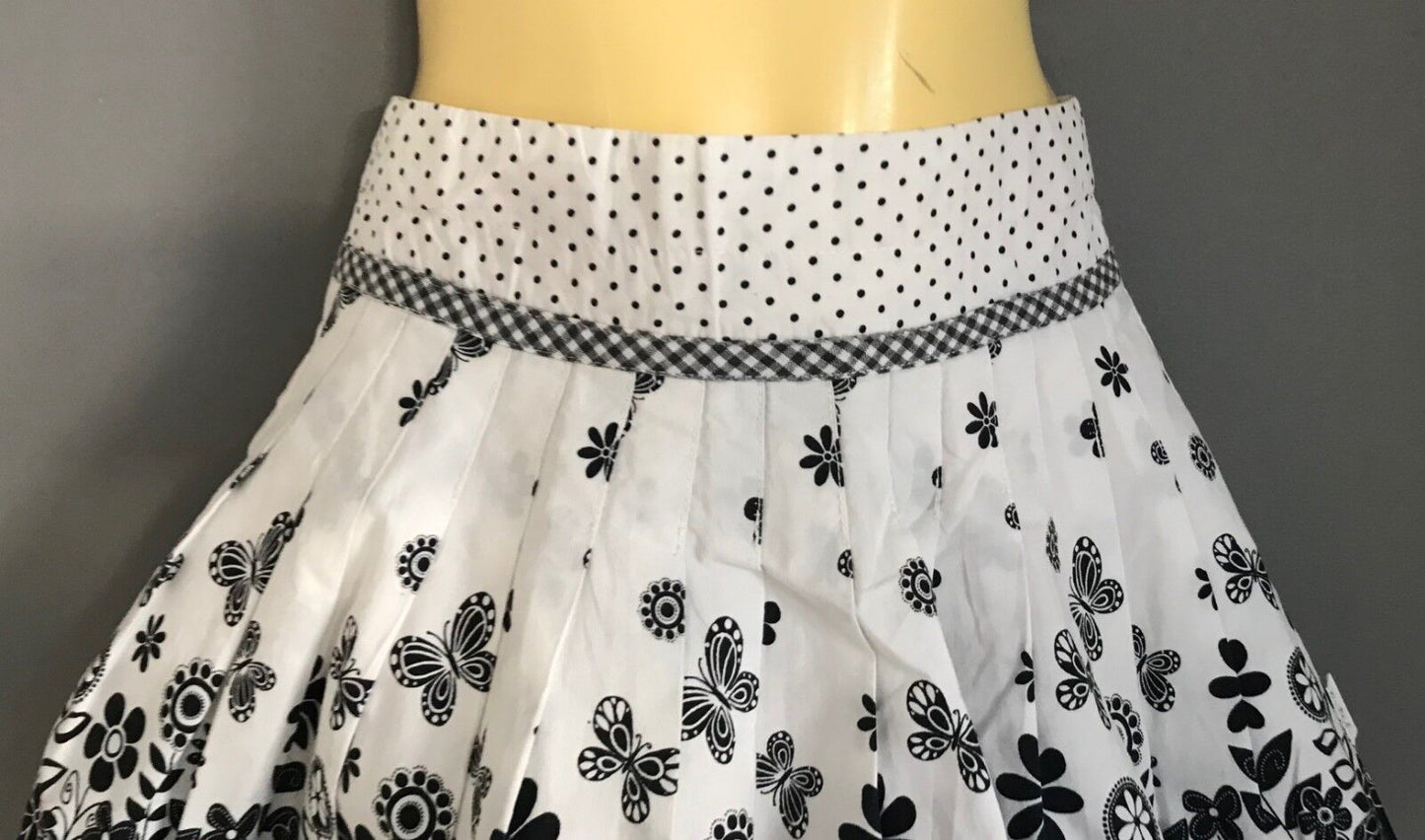 Vintage PUMPKIN PATCH Pleated Full Skirt Black   White Baby Size 12  18mths