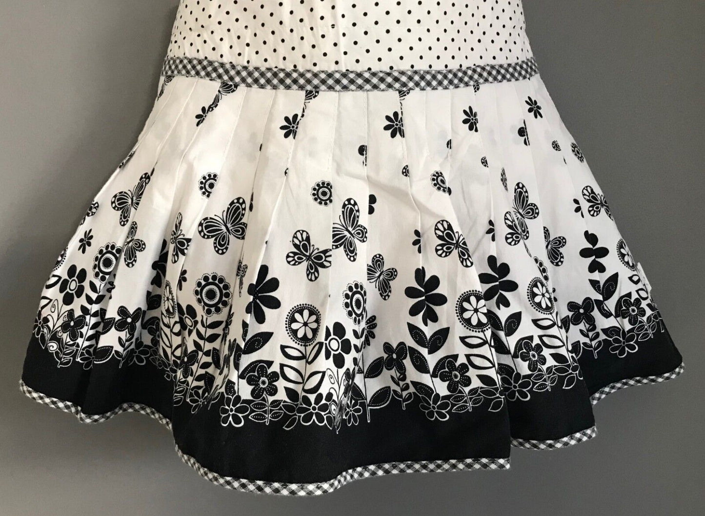 Vintage PUMPKIN PATCH Pleated Full Skirt Black   White Baby Size 12  18mths